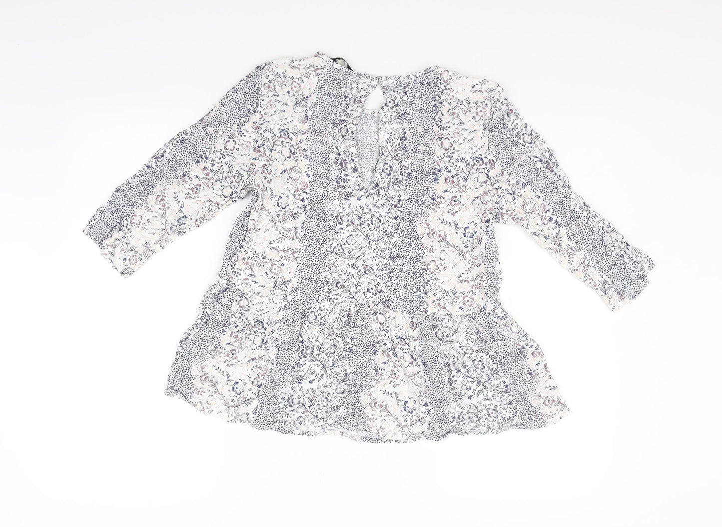 NEXT Womens White Geometric  Basic Blouse Size 12