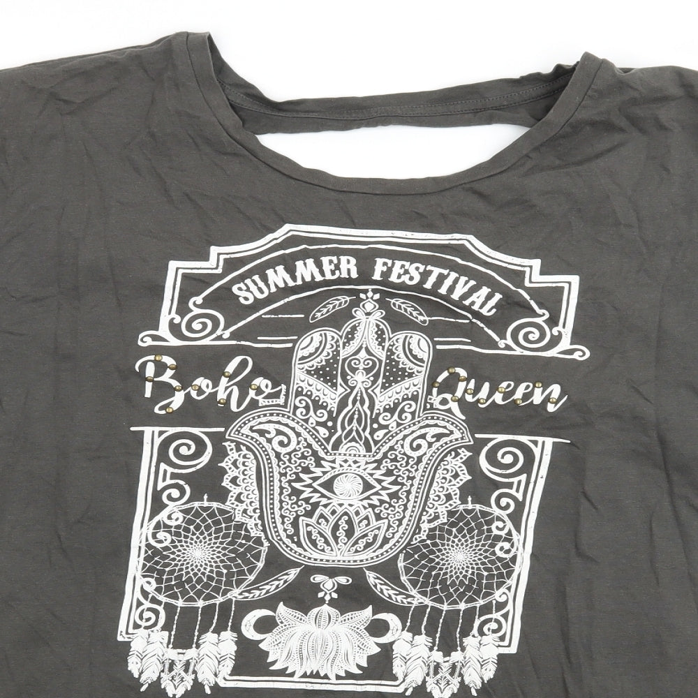 Atmosphere Womens Grey  Jersey Basic T-Shirt Size 12  - Summer Festival