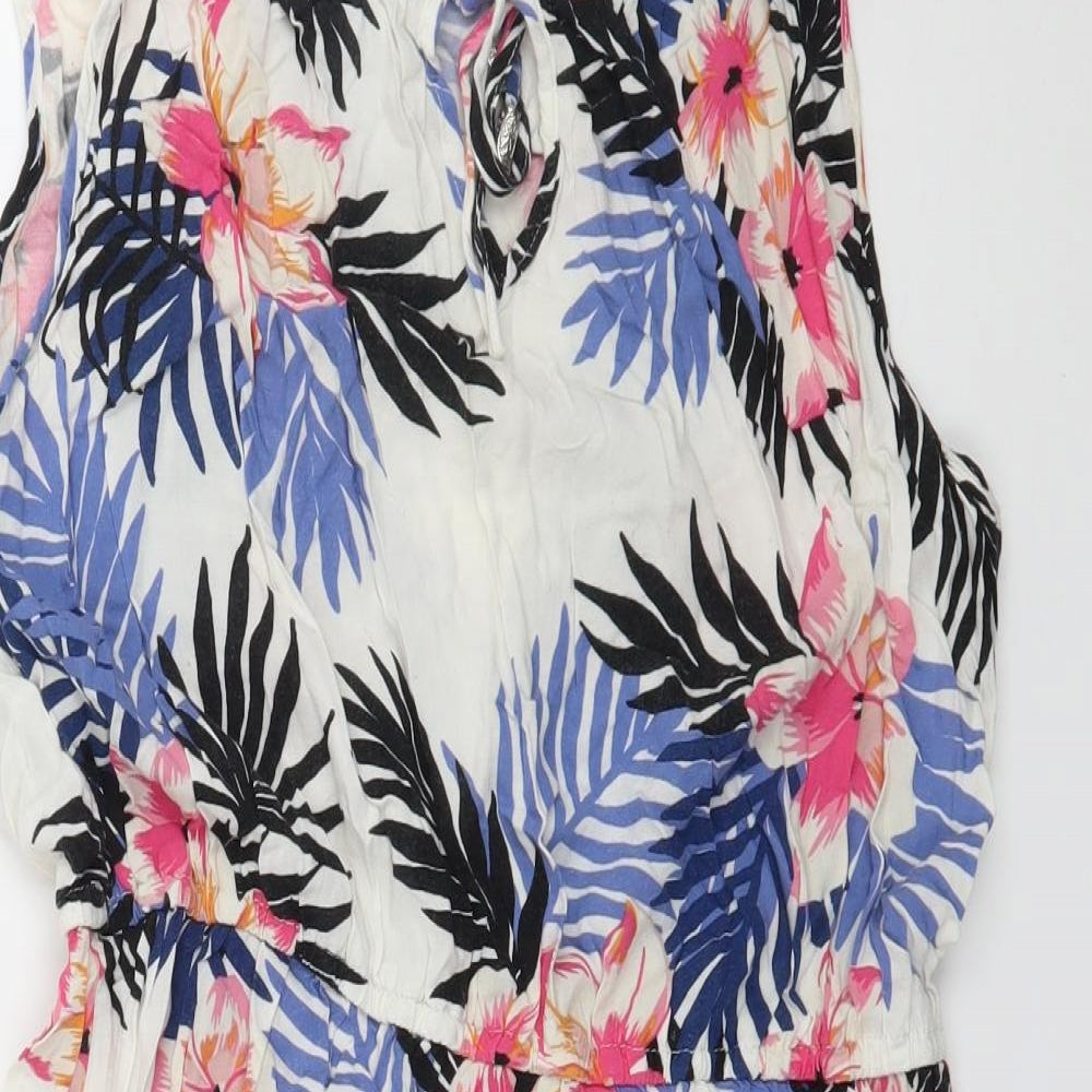 George Womens White Floral  Basic Tank Size 16