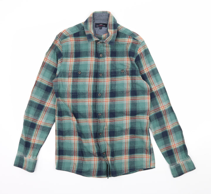 Easy Mens Green Plaid Button-Up Size S
