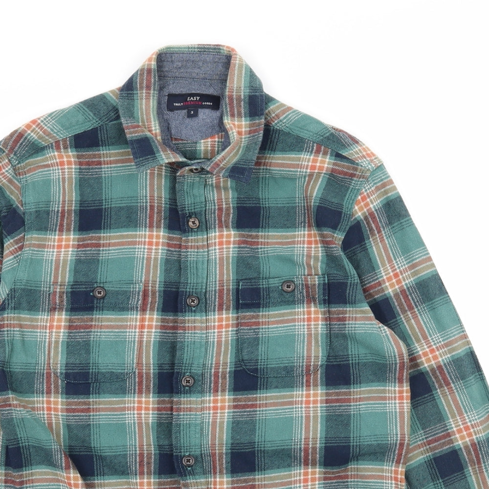 Easy Mens Green Plaid   Button-Up Size S