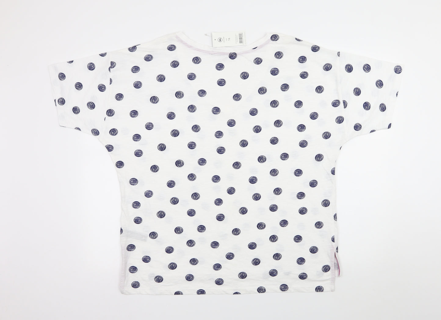 George Womens White Polka Dot Jersey Basic T-Shirt Size 16