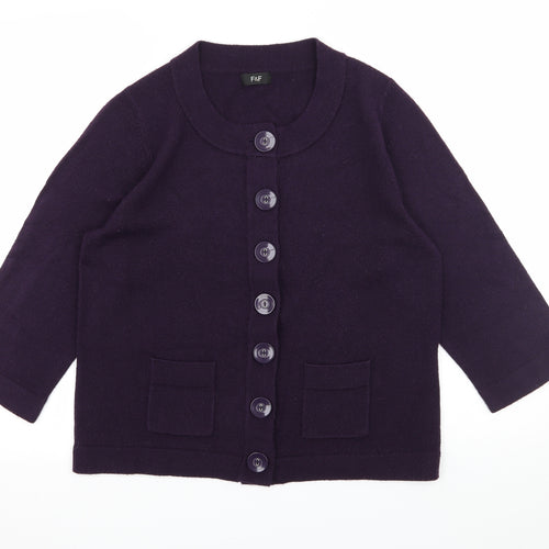 F&F Womens Purple  Knit Cardigan Jumper Size 14
