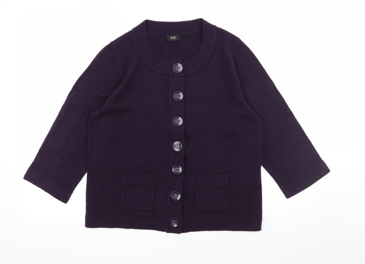 F&F Womens Purple Knit Cardigan Jumper Size 14