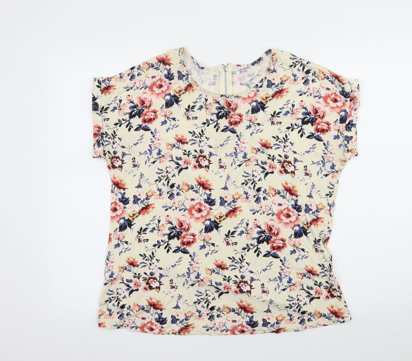 Peacocks Womens Ivory Floral Jersey Basic T-Shirt Size 16