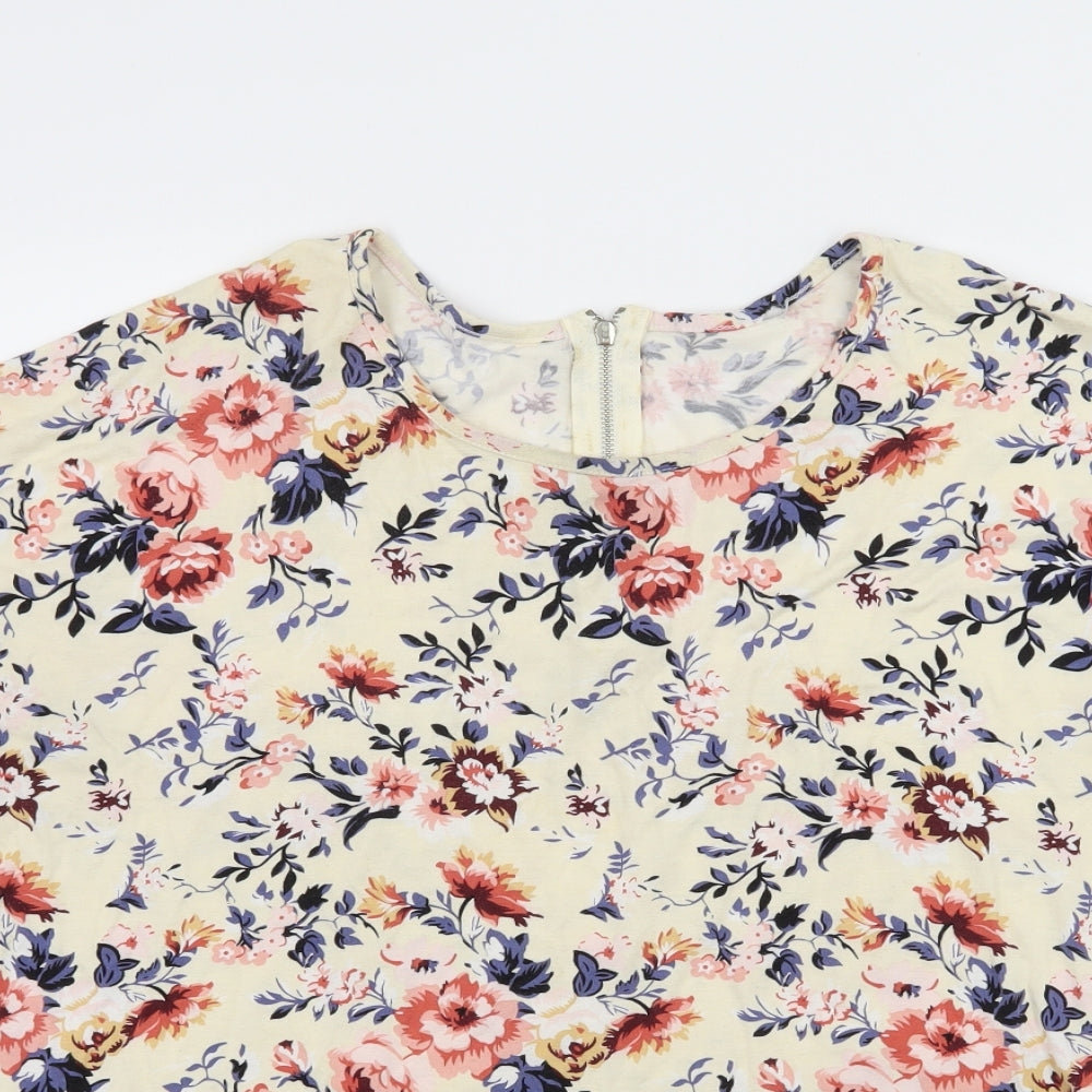 Peacocks Womens Ivory Floral Jersey Basic T-Shirt Size 16