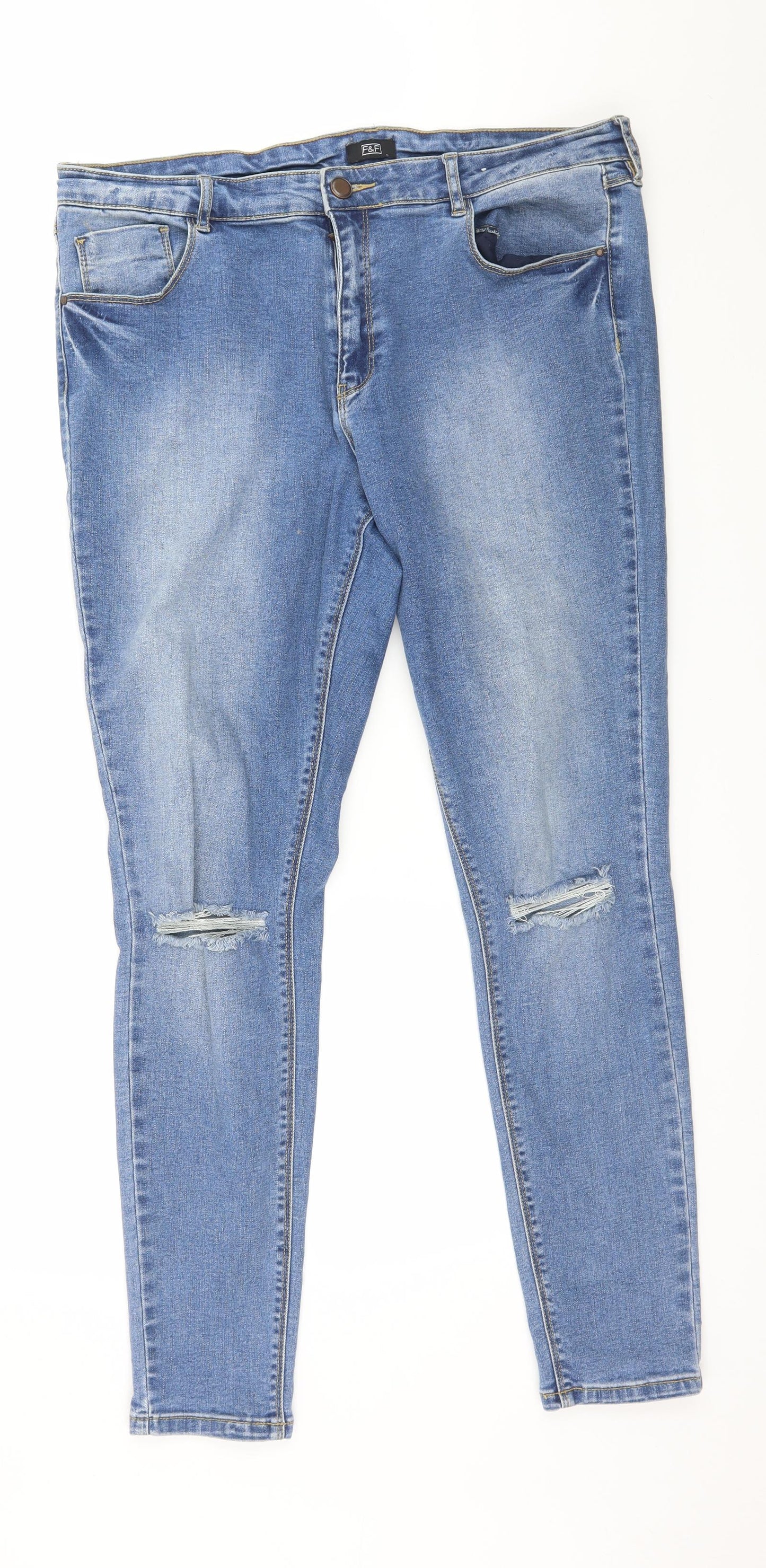 F&F Womens Blue  Denim Skinny Jeans Size 18 L31 in