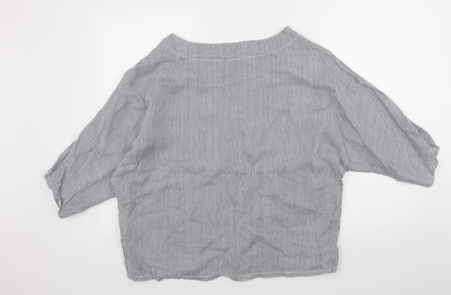 COSSET Womens White Striped  Basic Blouse Size M