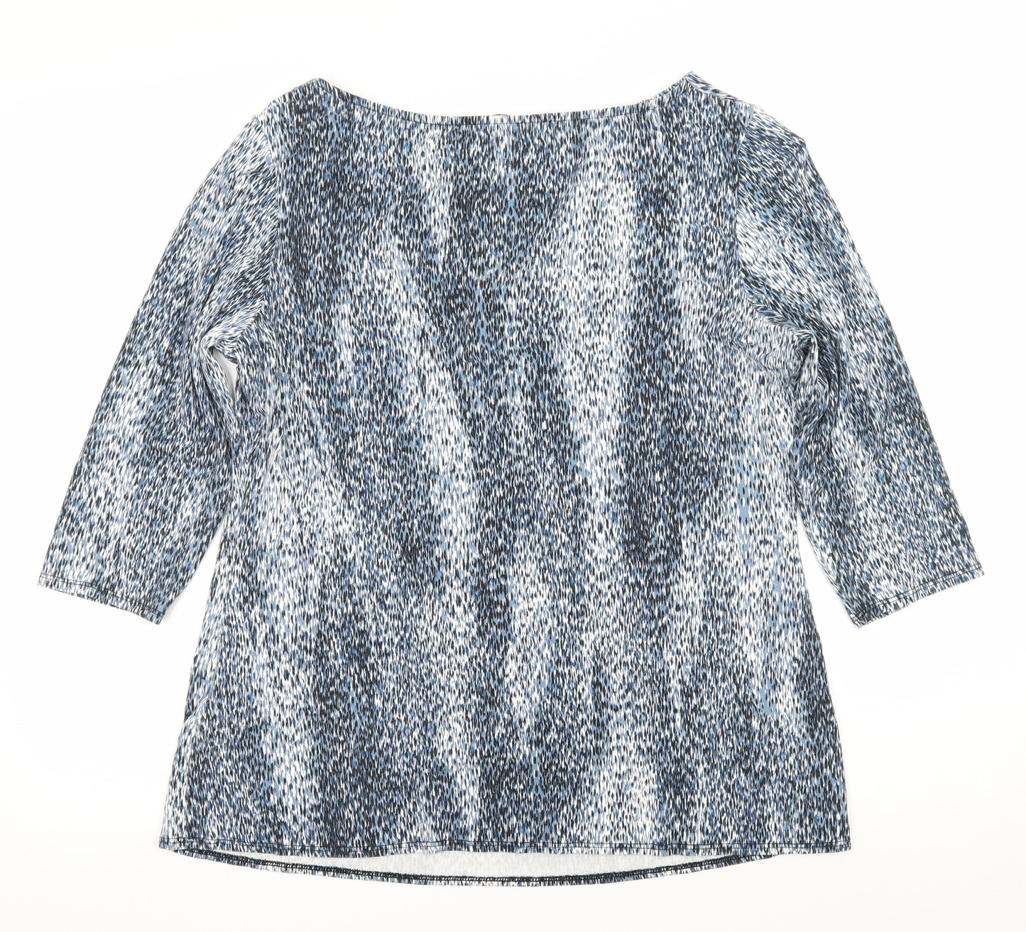 TU Womens Blue Geometric Jersey Basic T-Shirt Size 16