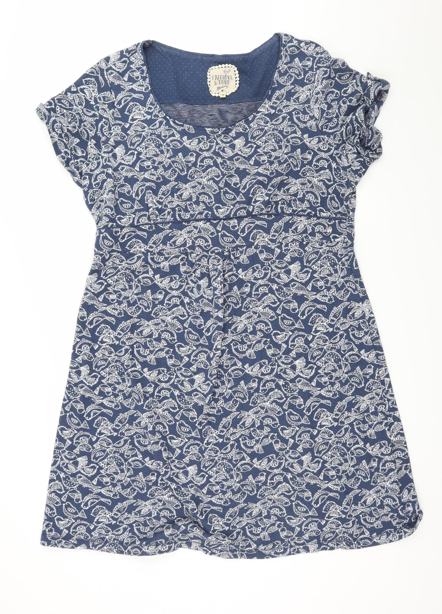 Mantaray Womens Blue Geometric Jersey Basic T-Shirt Size 18
