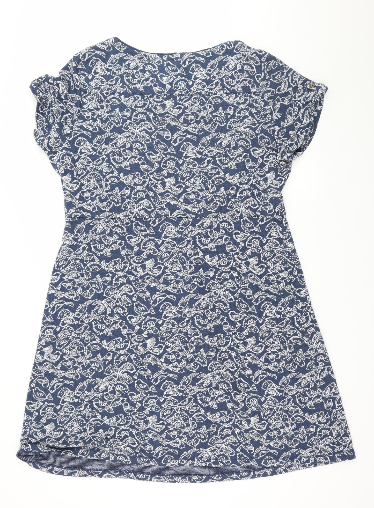 Mantaray Womens Blue Geometric Jersey Basic T-Shirt Size 18
