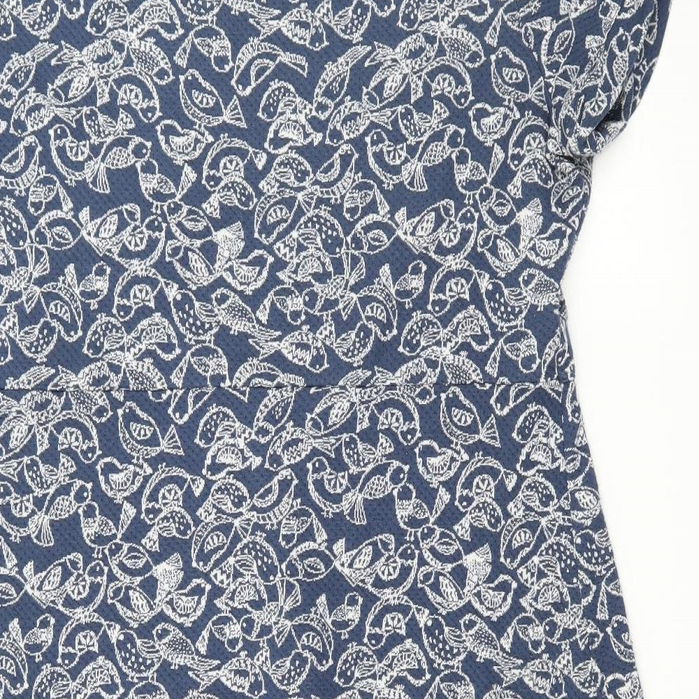 Mantaray Womens Blue Geometric Jersey Basic T-Shirt Size 18
