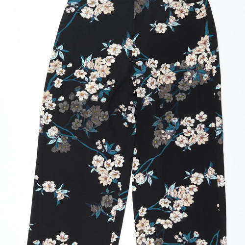 Peacocks Womens Black Floral  Trousers  Size 14 L30 in