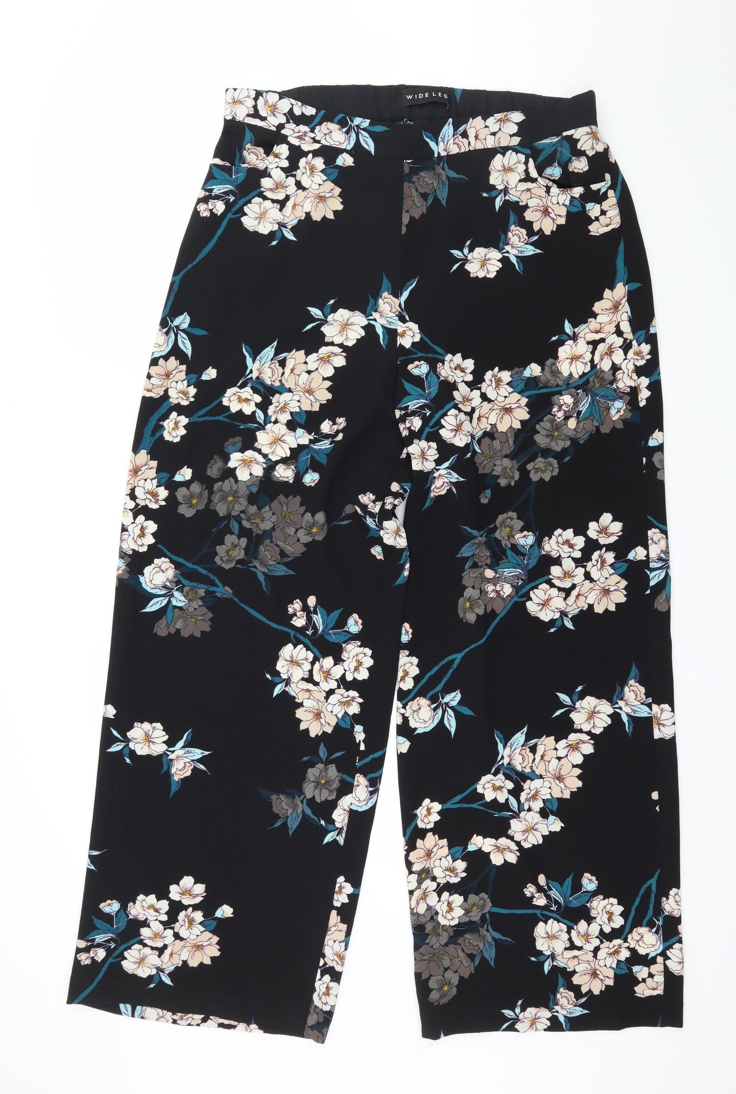 Peacocks Womens Black Floral  Trousers  Size 14 L30 in