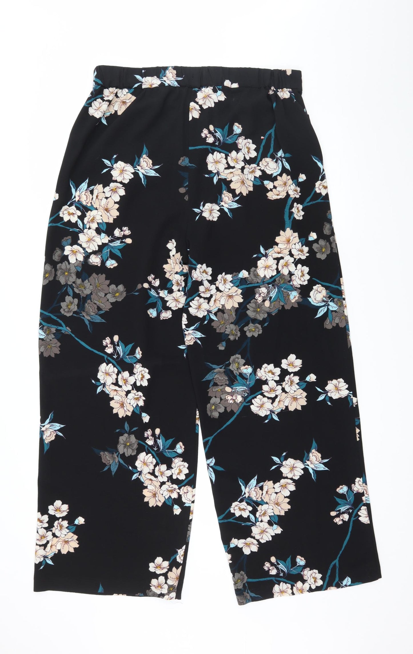 Peacocks Womens Black Floral  Trousers  Size 14 L30 in