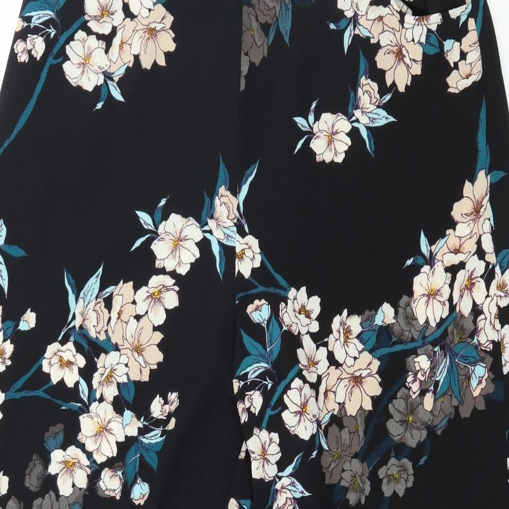 Peacocks Womens Black Floral  Trousers  Size 14 L30 in