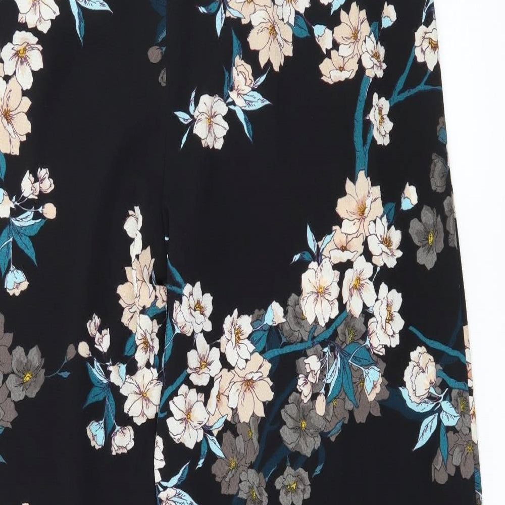 Peacocks Womens Black Floral  Trousers  Size 14 L30 in