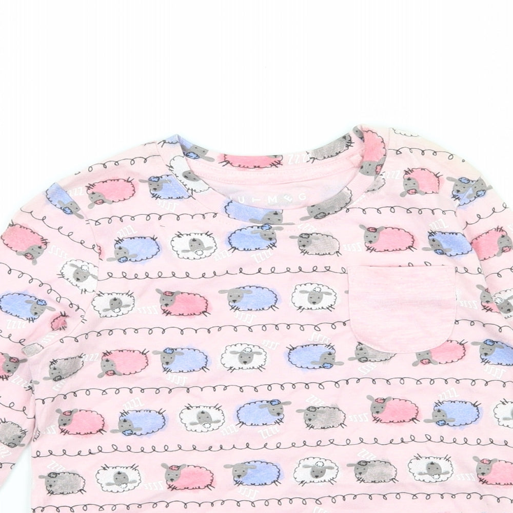 Nutmeg Girls Pink Geometric Jersey Basic T-Shirt Size 3-4 Years  - Sheep