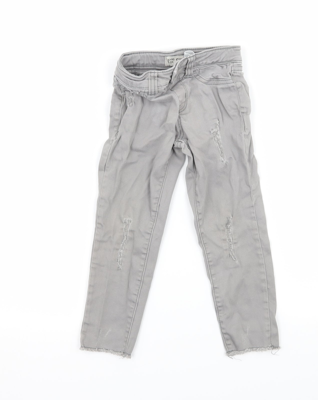 Denim & Co. Boys Grey  Denim Skinny Jeans Size 3-4 Years - Distressed