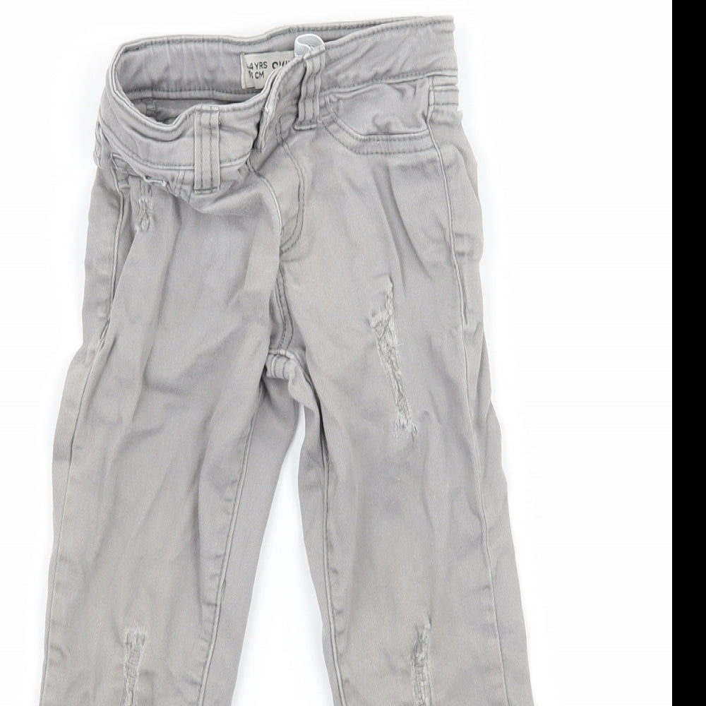 Denim & Co. Boys Grey  Denim Skinny Jeans Size 3-4 Years - Distressed