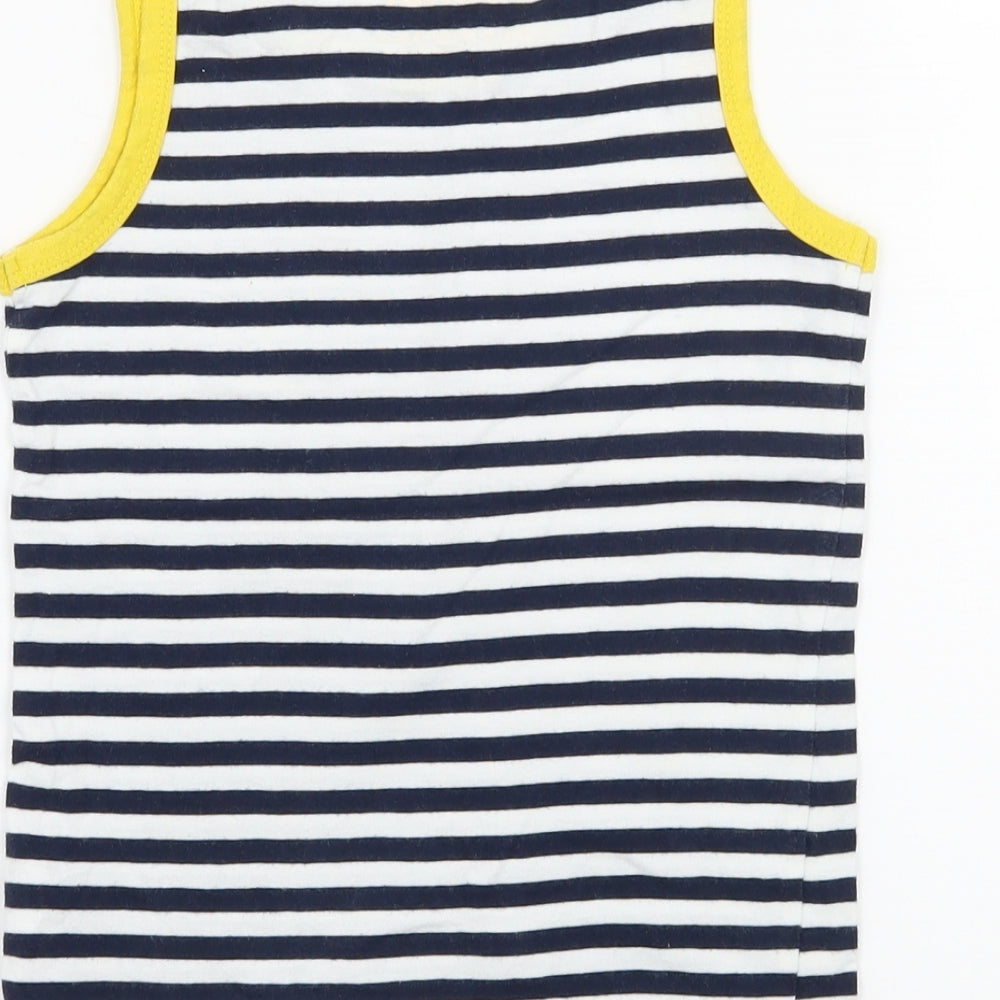Rebel Boys Blue Striped Jersey Basic Tank Size 5-6 Years  - West Coast