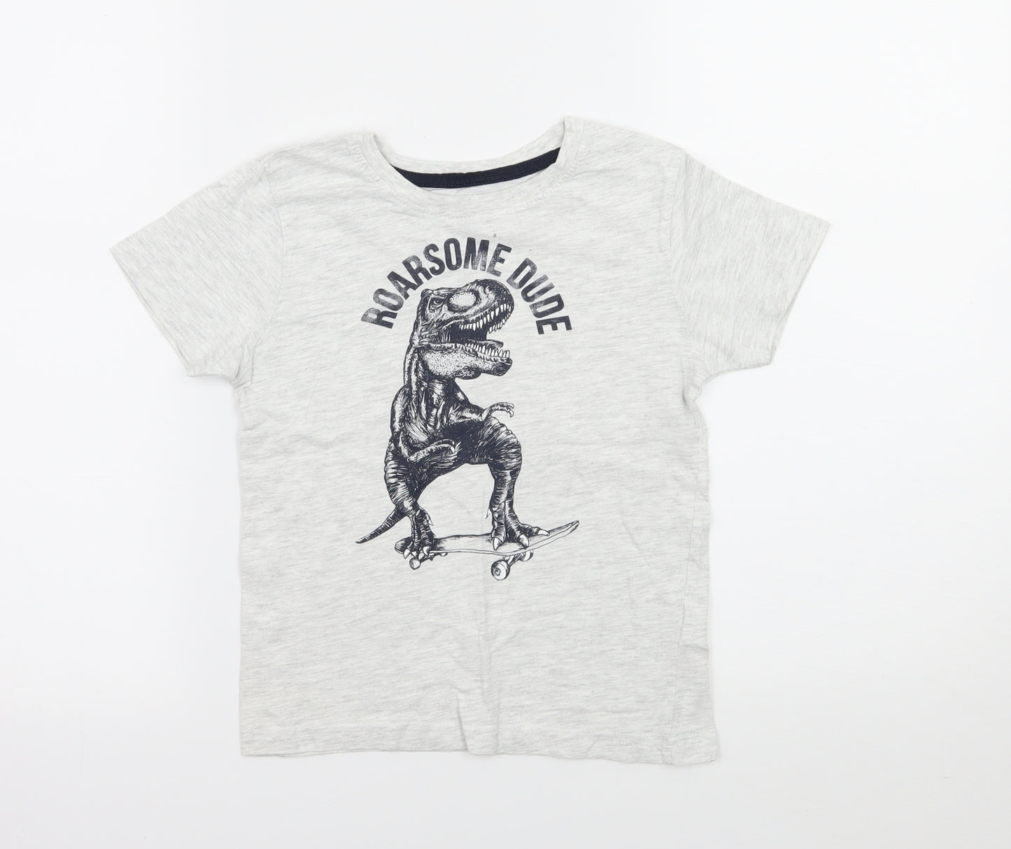 Primakr Boys Grey  Jersey Basic T-Shirt Size 5-6 Years  - T-Rex