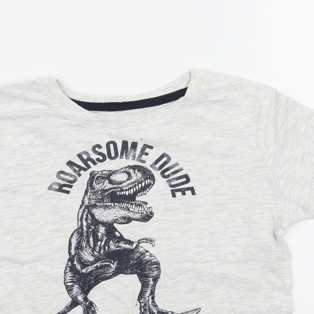 Primakr Boys Grey  Jersey Basic T-Shirt Size 5-6 Years  - T-Rex