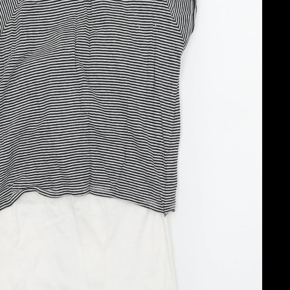 E-vie Womens White Striped Jersey Basic T-Shirt Size 14