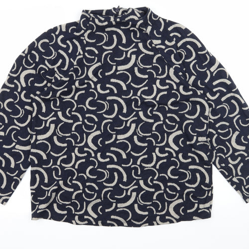 Preworn Womens Blue Geometric Jersey Pullover Sweatshirt Size 14
