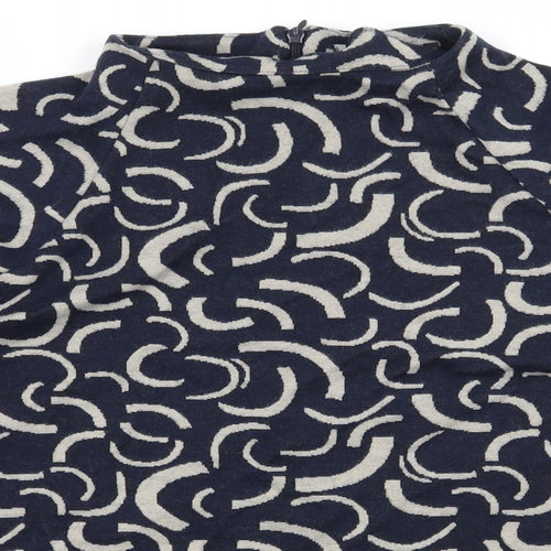 Preworn Womens Blue Geometric Jersey Pullover Sweatshirt Size 14