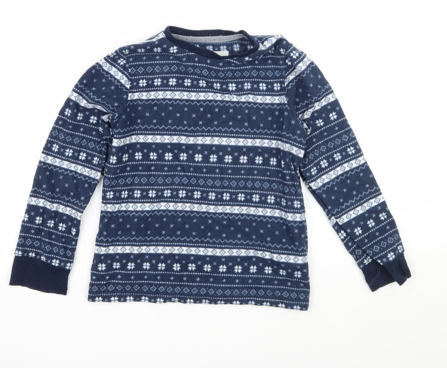 F&F Boys Blue Geometric Fleece  Pyjama Top Size 7-8 Years
