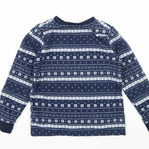 F&F Boys Blue Geometric Fleece  Pyjama Top Size 7-8 Years