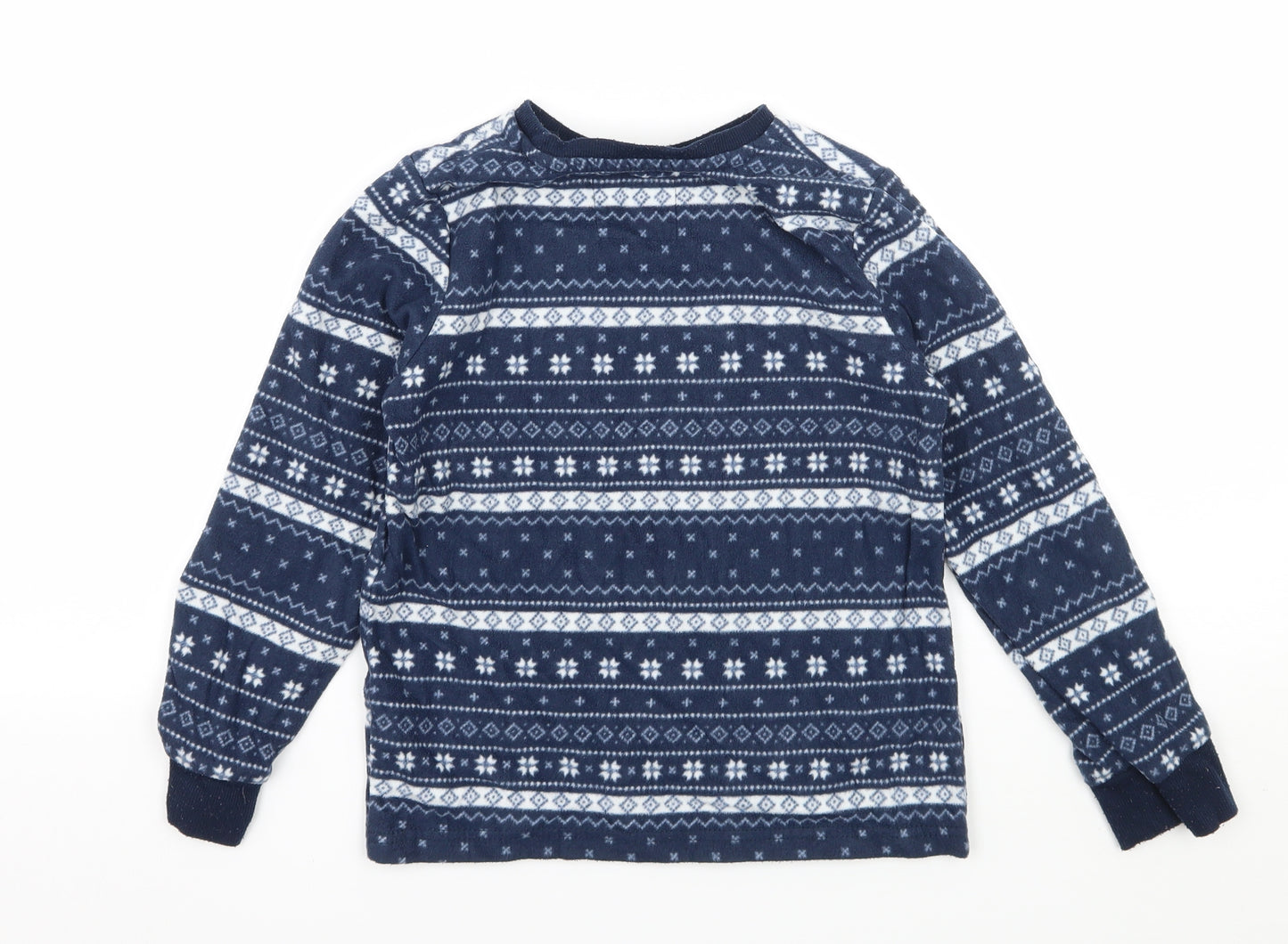 F&F Boys Blue Geometric Fleece  Pyjama Top Size 7-8 Years