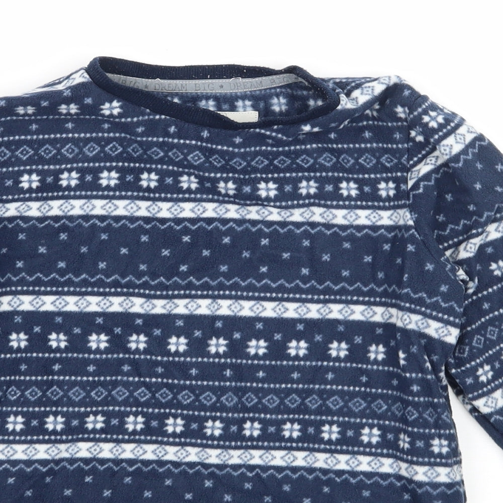 F&F Boys Blue Geometric Fleece  Pyjama Top Size 7-8 Years