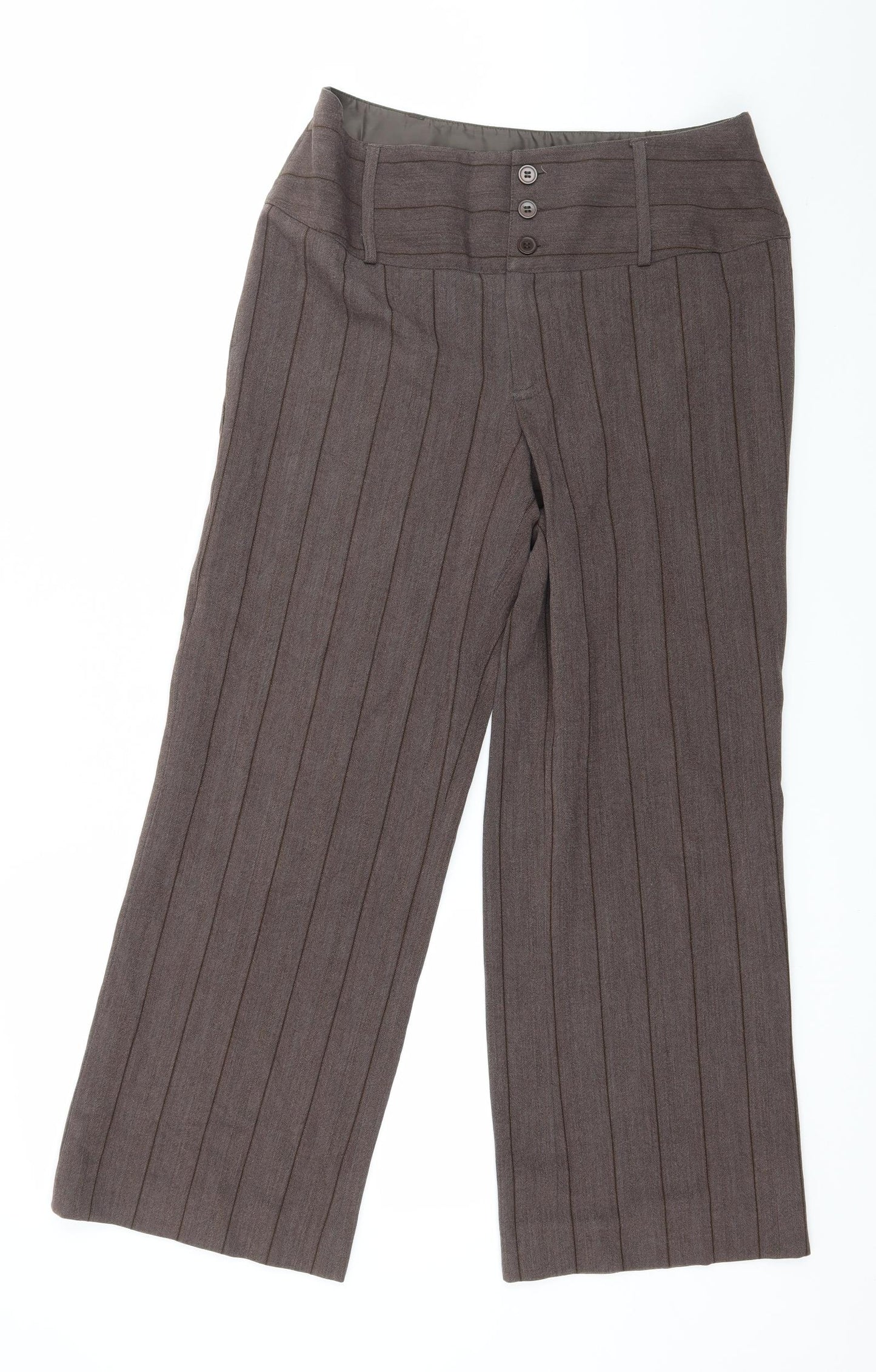 August Silk Womens Brown Striped  Trousers  Size 10 L26 in