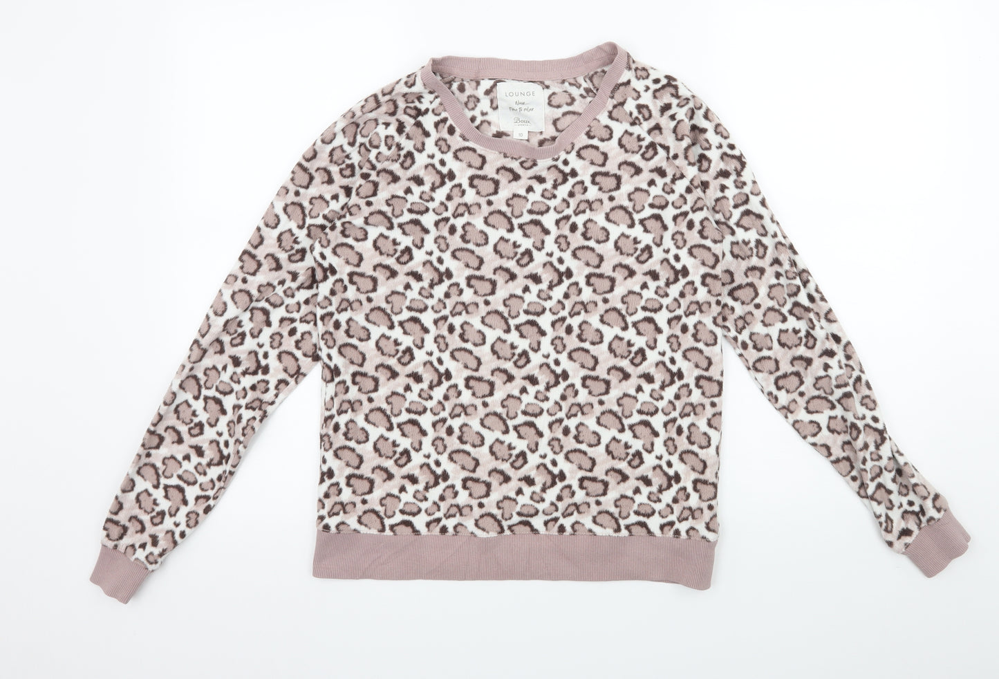 Boux Avenue Womens Pink Animal Print Fleece Top Pyjama Top Size 10