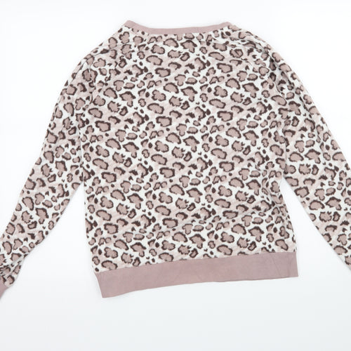 Boux Avenue Womens Pink Animal Print Fleece Top Pyjama Top Size 10