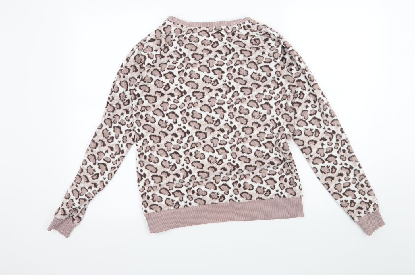 Boux Avenue Womens Pink Animal Print Fleece Top Pyjama Top Size 10
