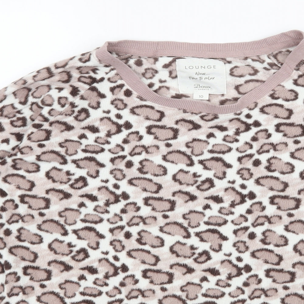 Boux Avenue Womens Pink Animal Print Fleece Top Pyjama Top Size 10