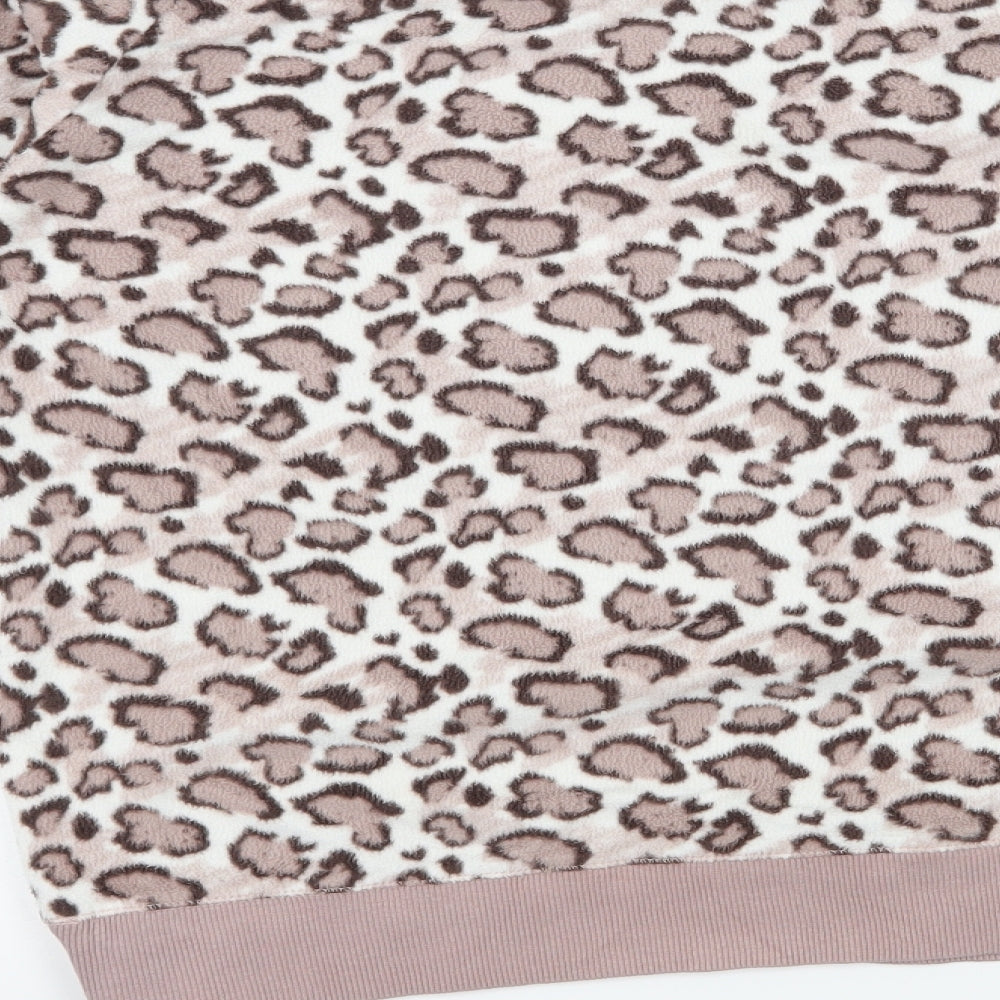 Boux Avenue Womens Pink Animal Print Fleece Top Pyjama Top Size 10