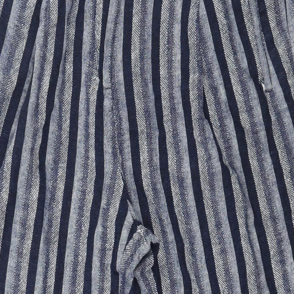 Marks and Spencer Womens Blue Striped  Cropped Trousers Size 14 L24 in