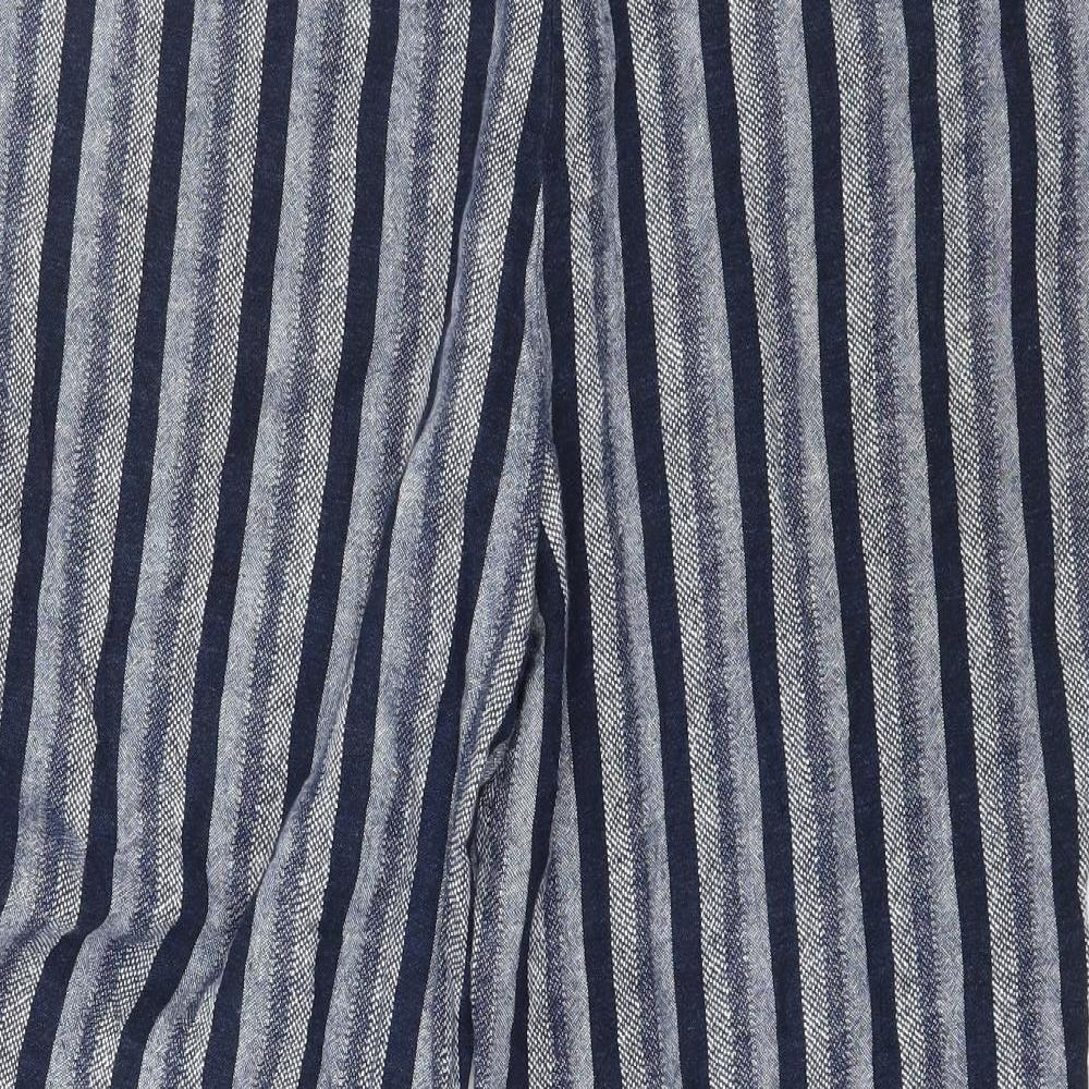 Marks and Spencer Womens Blue Striped  Cropped Trousers Size 14 L24 in