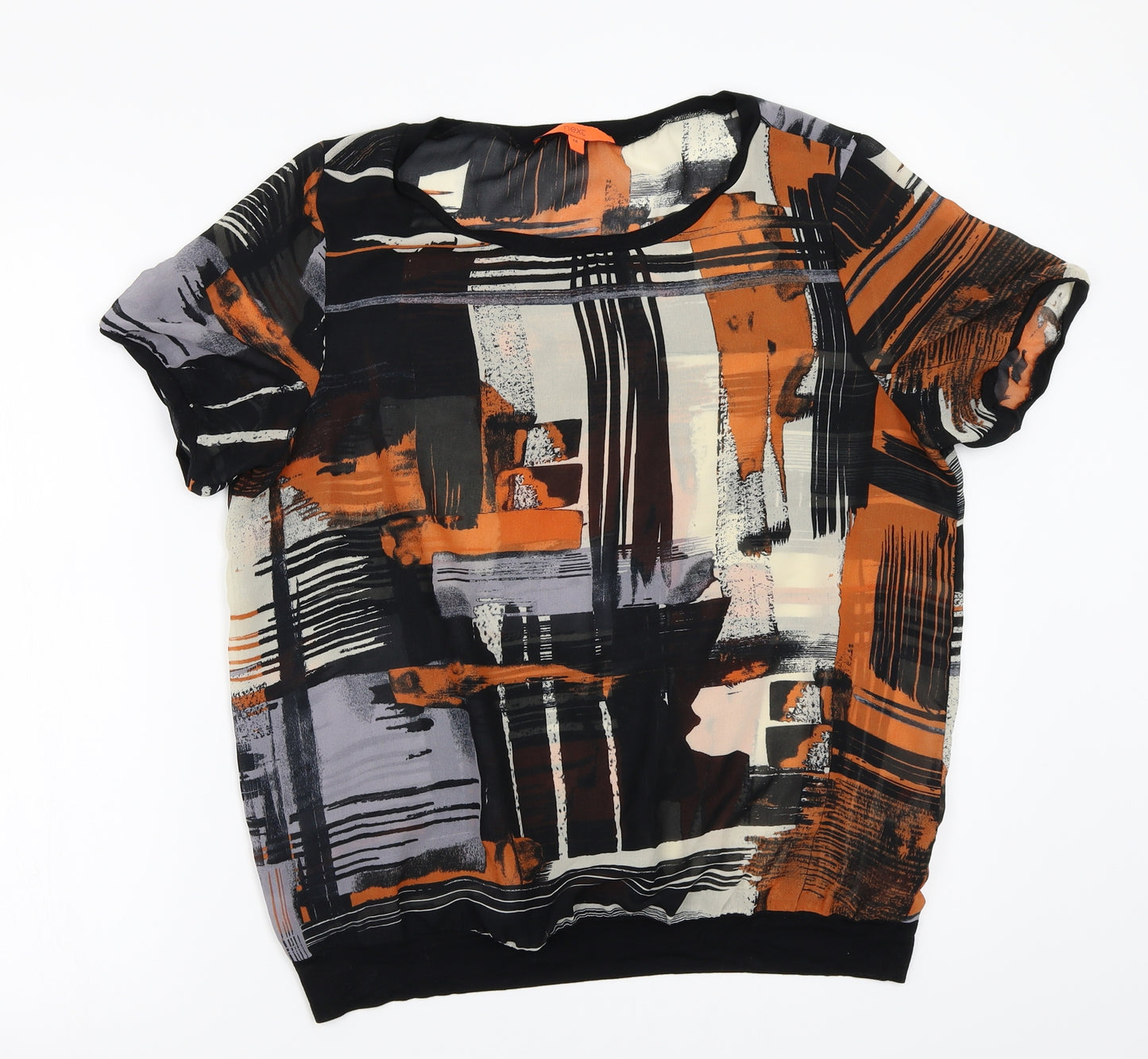 NEXT Womens Black Geometric  Basic T-Shirt Size 14