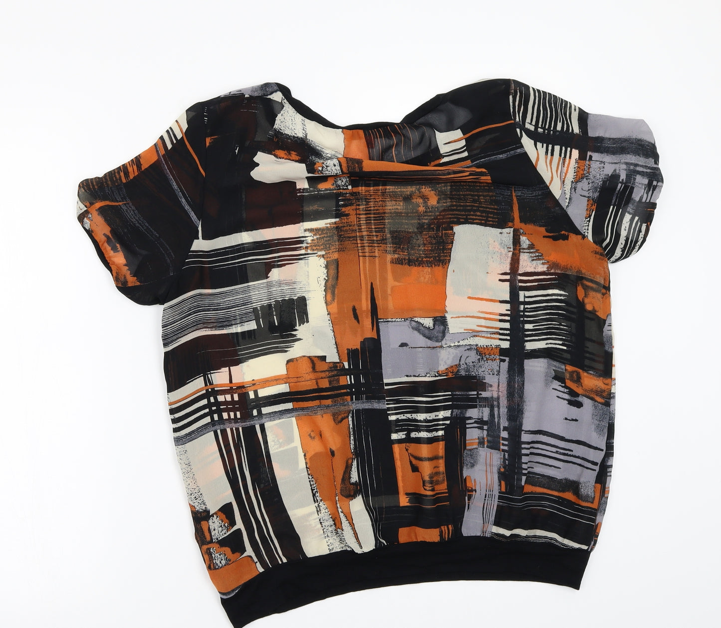 NEXT Womens Black Geometric  Basic T-Shirt Size 14