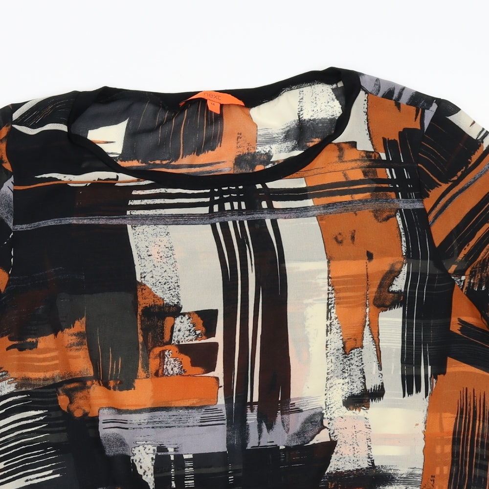 NEXT Womens Black Geometric  Basic T-Shirt Size 14