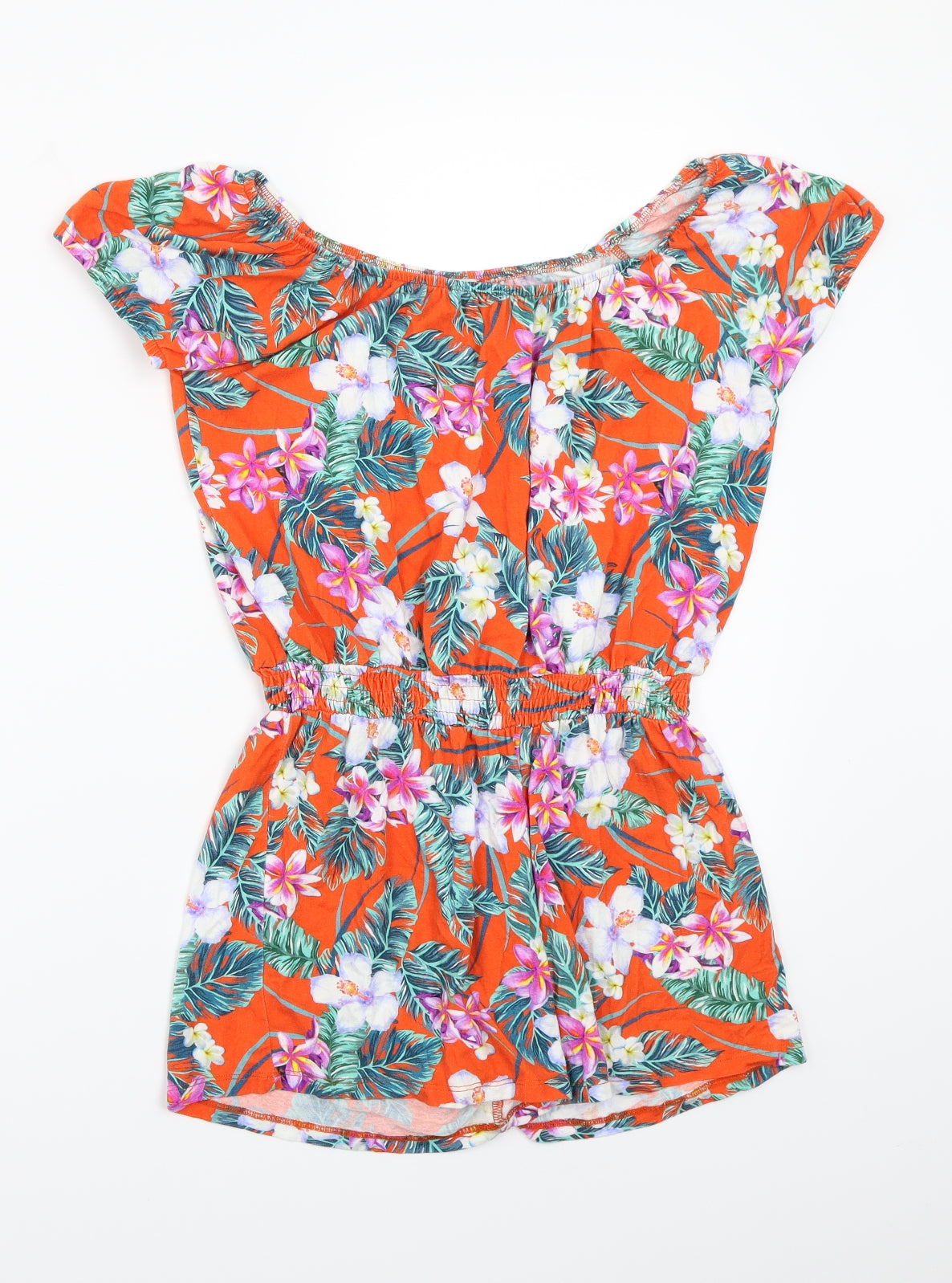 River Island Girls Orange Floral  Playsuit One-Piece Size 12 Years