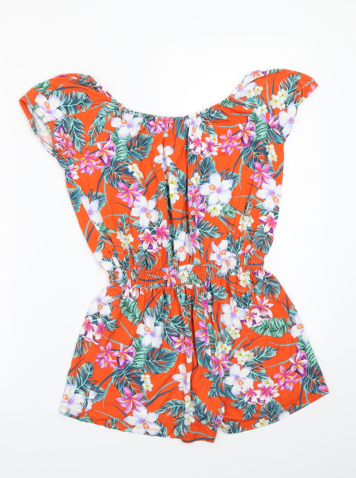 River Island Girls Orange Floral  Playsuit One-Piece Size 12 Years