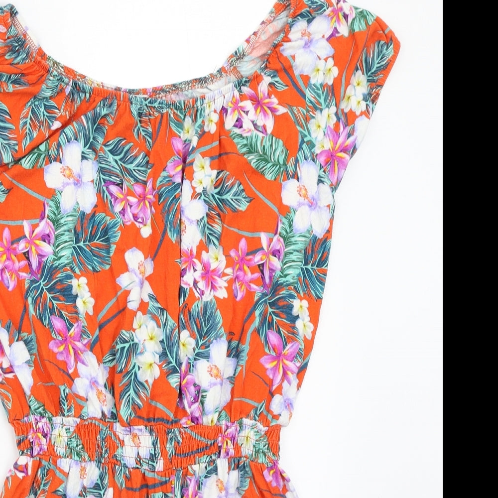 River Island Girls Orange Floral  Playsuit One-Piece Size 12 Years