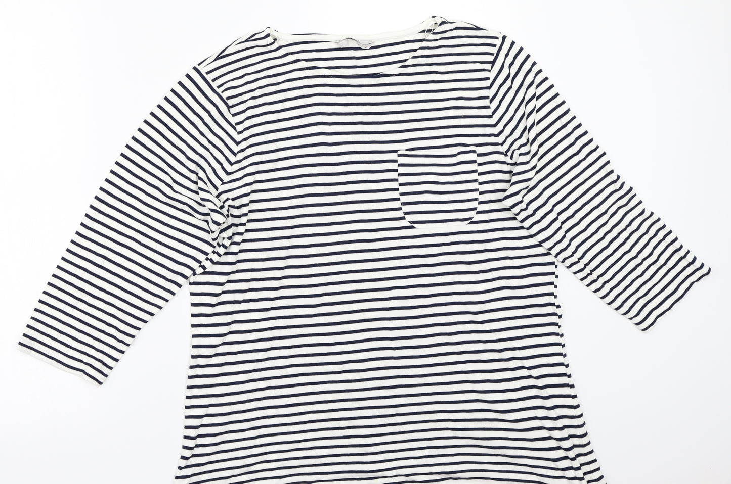 TU Womens White Striped  Basic T-Shirt Size 18