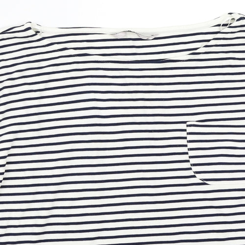 TU Womens White Striped  Basic T-Shirt Size 18